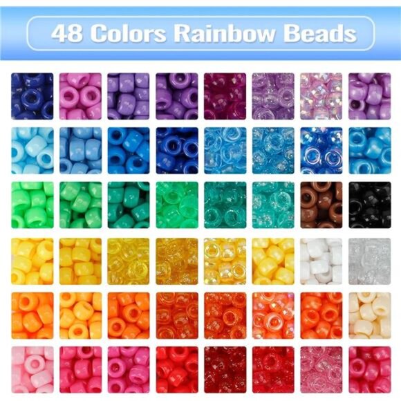 Pony Beads for Friendship Bracelet Making Kit 48 Colors Kandi Beads Set - Picture 4 of 7